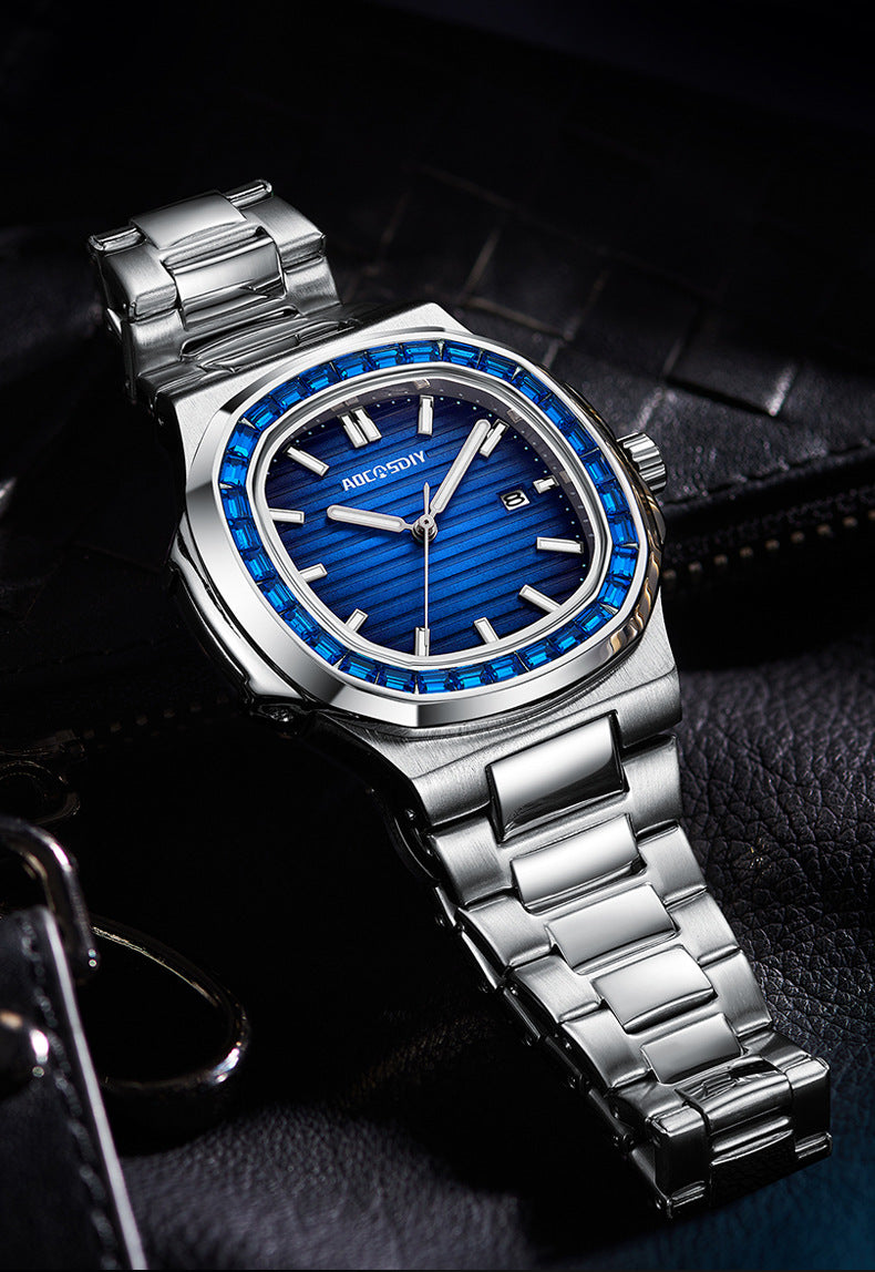 Herren Quarzuhr mit Leuchtzeigern und Stahlarmband – Bild 5 | LuxeStyle