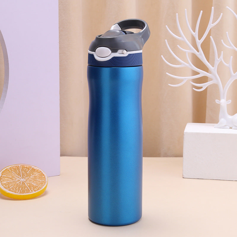 Edelstahl-Trinkflasche mit Strohhalm