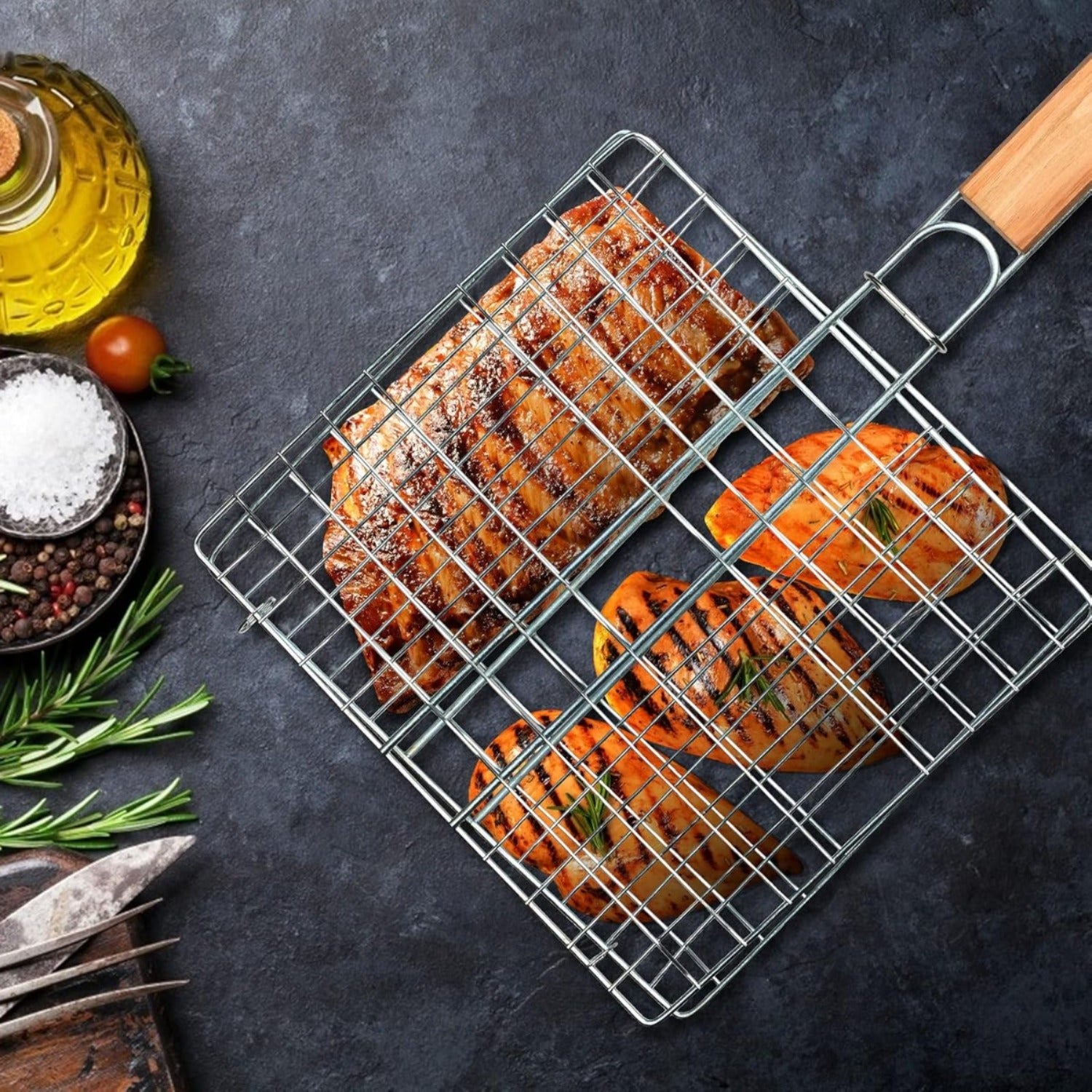 Tragbares Grill-Set aus Edelstahl
