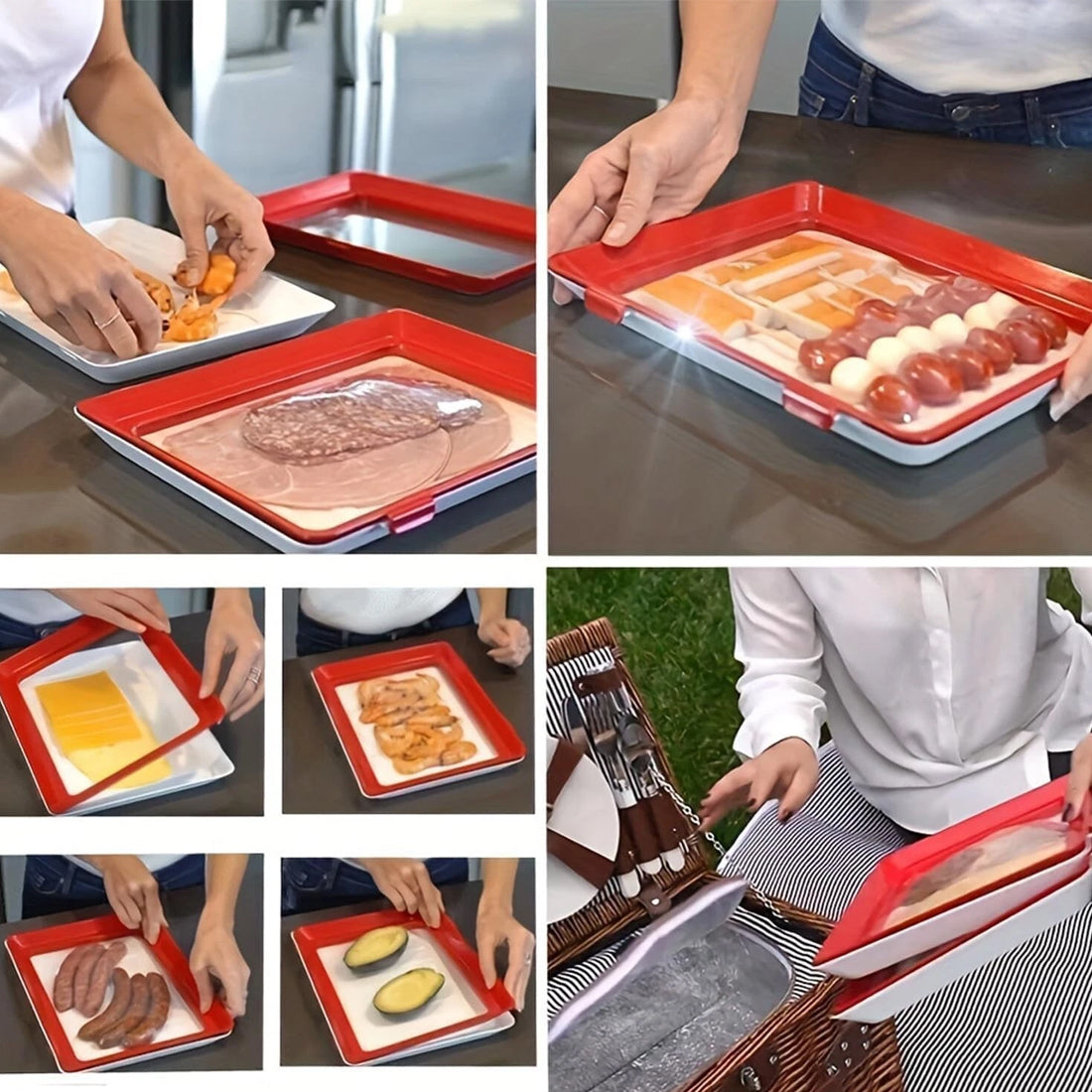 4er-Set stapelbare Frischhalteschalen