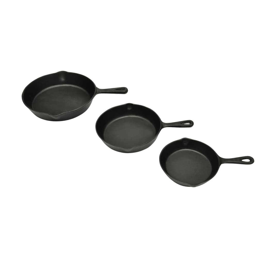 3er-Set Gusseisenpfannen für Steaks & mehr