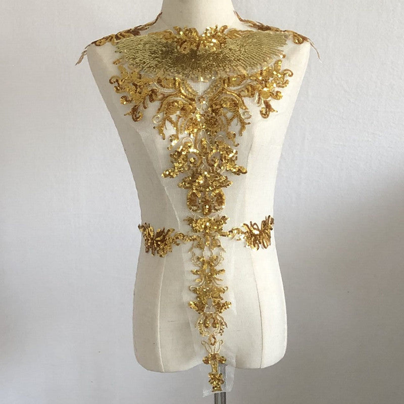 Pailletten Blumen Gaze Stickerei Applikation – Bild 6 | LuxeStyle