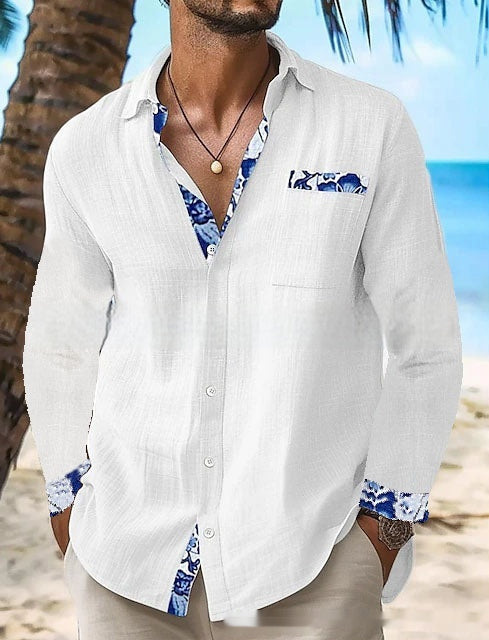 Poloshirt mit Rundhalsausschnitt, Langarm, Baumwollmix | LuxeStyle
