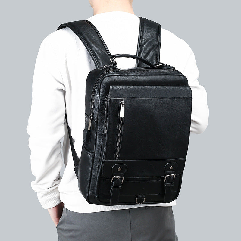 USB-Lederrucksack für Herren