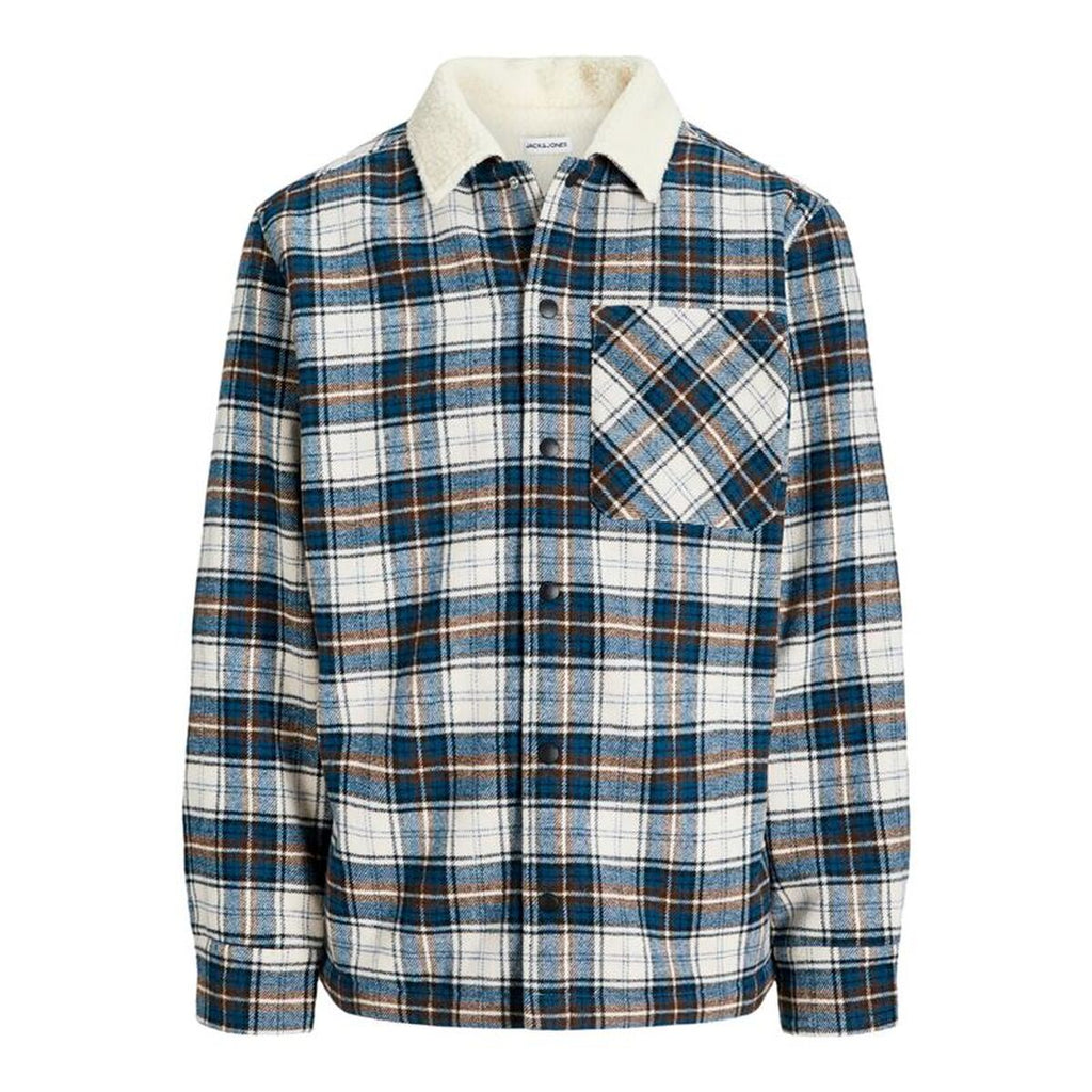 Herren Langarm-Hemd Jack & Jones Jjzac Teddy Overshirt Ls Dunkelblau