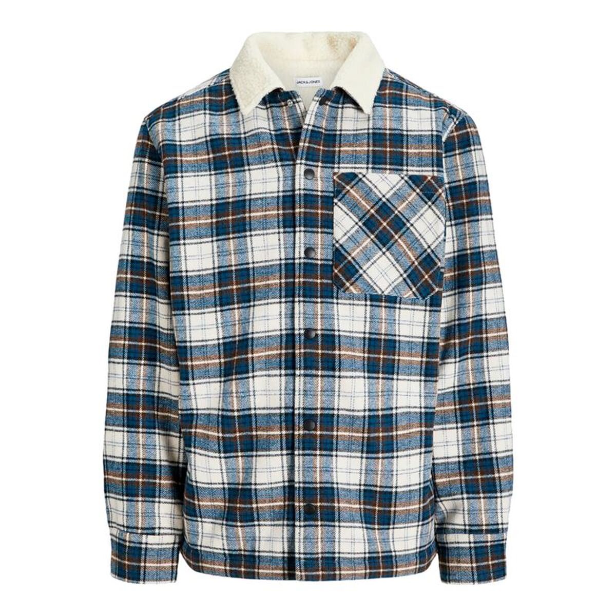 Herren Langarm-Hemd Jack & Jones Jjzac Teddy Overshirt Ls Dunkelblau