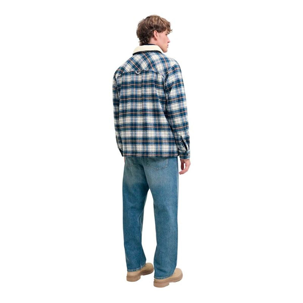 Herren Langarm-Hemd Jack & Jones Jjzac Teddy Overshirt Ls Dunkelblau