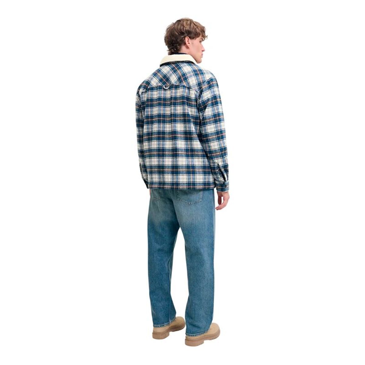 Herren Langarm-Hemd Jack & Jones Jjzac Teddy Overshirt Ls Dunkelblau