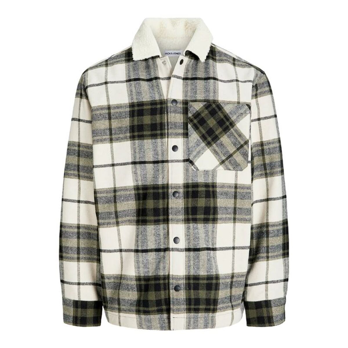 Herren Langarm-Hemd Jack & Jones Jjzac Teddy Overshirt Ls Olive
