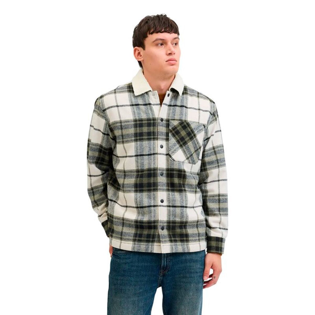 Herren Langarm-Hemd Jack & Jones Jjzac Teddy Overshirt Ls Olive