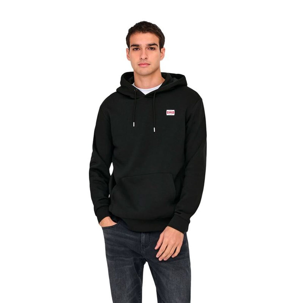 Herren Sweater mit Kapuze Only & Sons Onsdawson Reg Hoodie Vd Schwarz