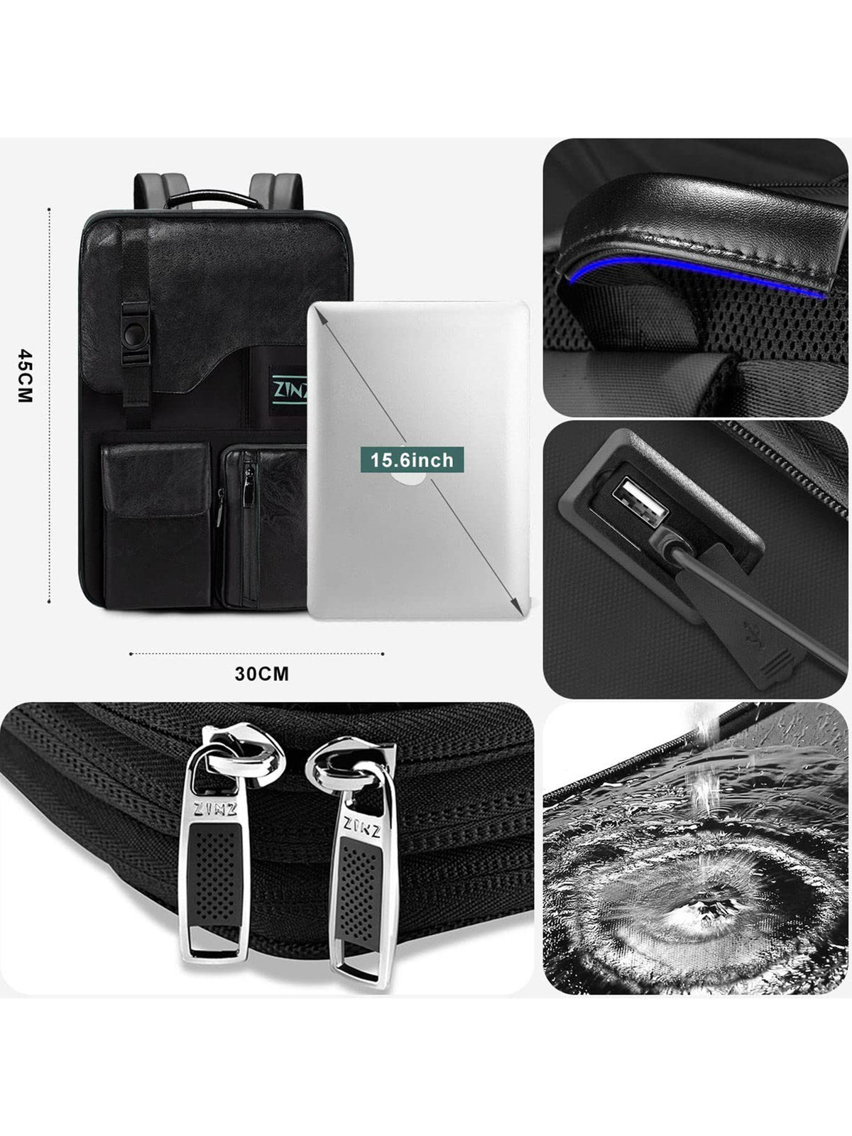 Business Laptop Rucksack für Herren (15.6 Zoll) | LuxeStyle