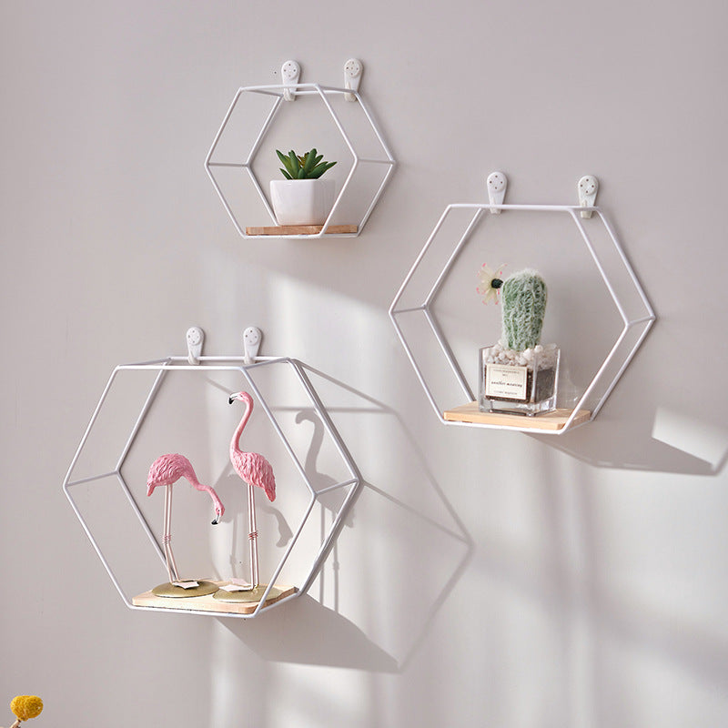 Hexagon Wandregal-Set aus Schmiedeeisen – Bild 5 | LuxeStyle