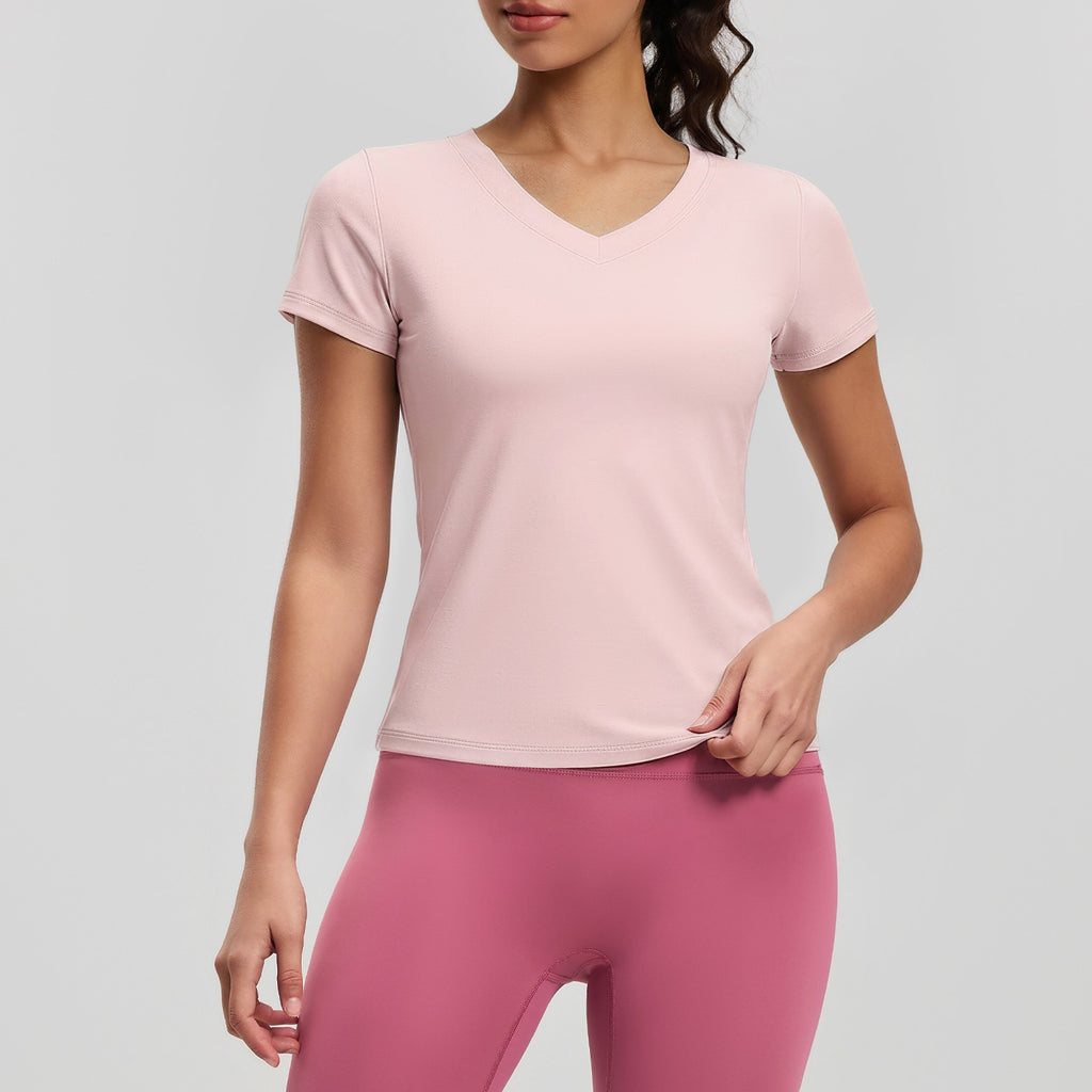 V-Neck Sport-Shirt Kurzarm – Peach