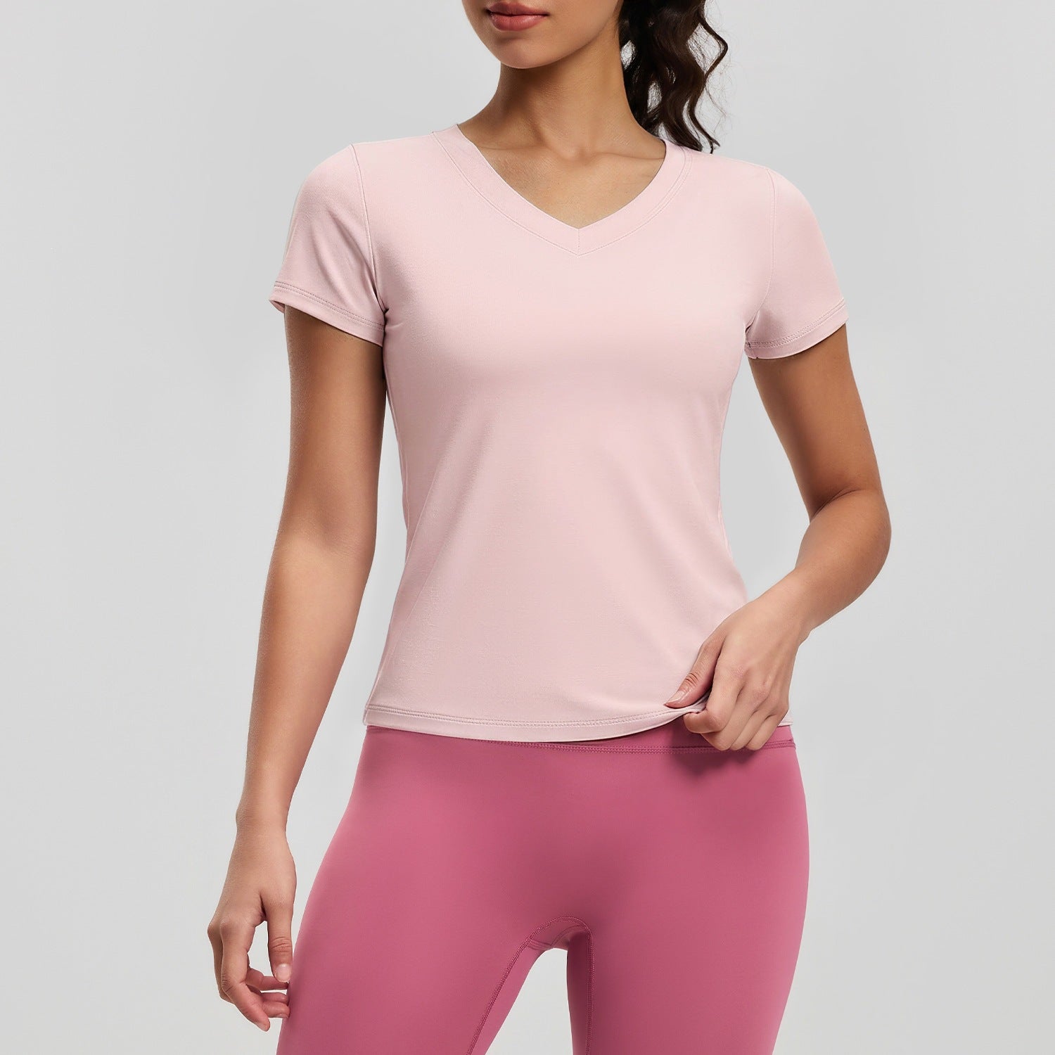 V-Neck Sport-Shirt Kurzarm – Peach