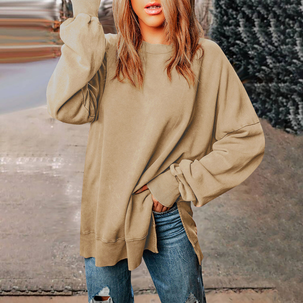 Unifarbener Langarm-Pullover im Casual-Look – Ansicht 8