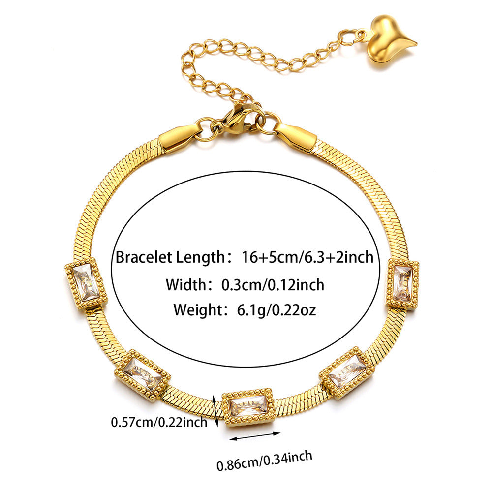 Zirkon-Kettenarmband aus Edelstahl – Bild 3 | LuxeStyle