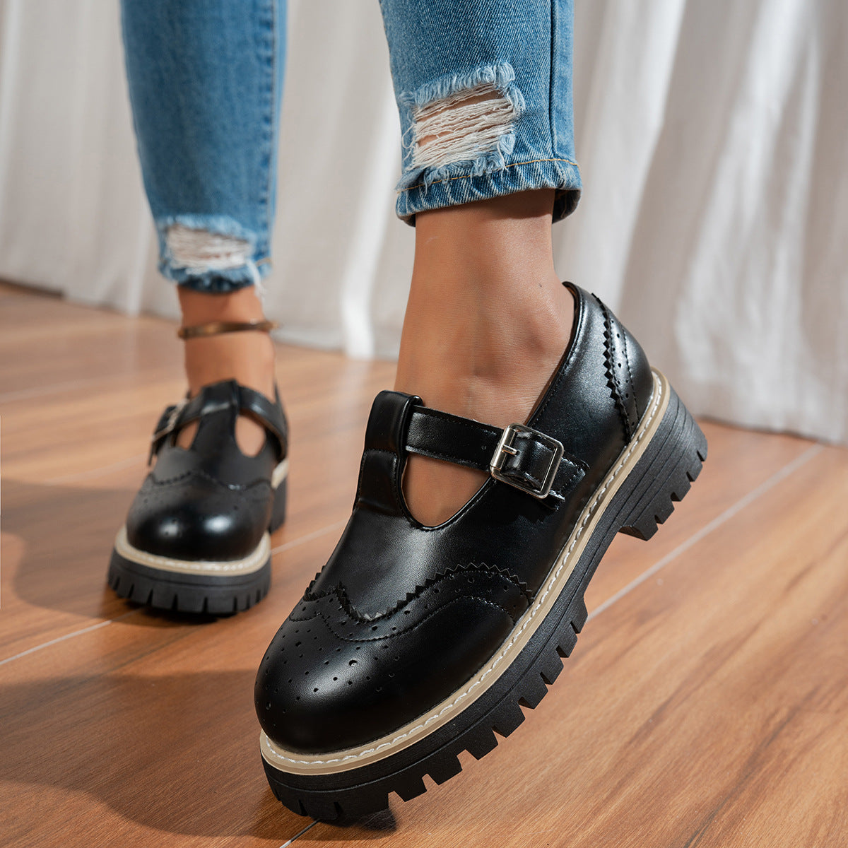 Retro-Loafer mit Schnalle