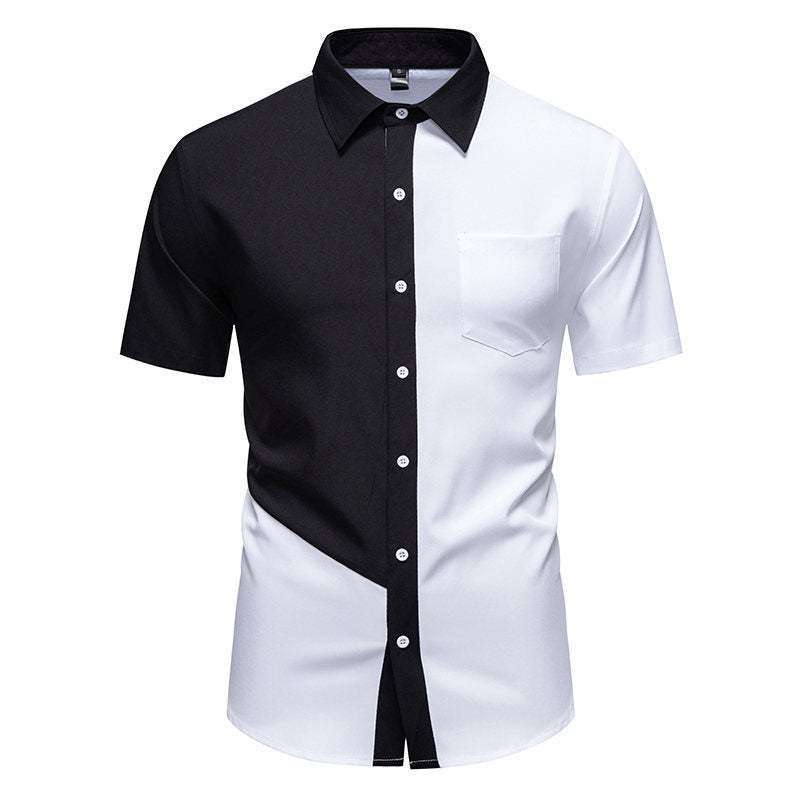 Color-Block Kurzarmhemd für Herren – Bild 5 | LuxeStyle