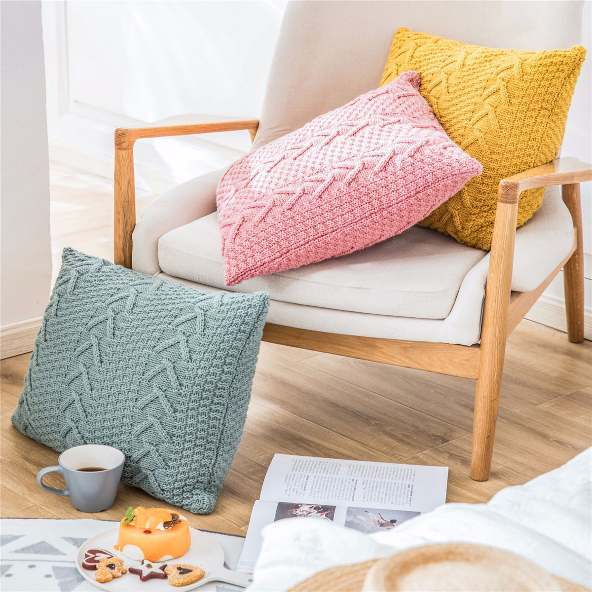 Grobes Strick-Kissenbezug aus Wolle – Bild 6 | LuxeStyle