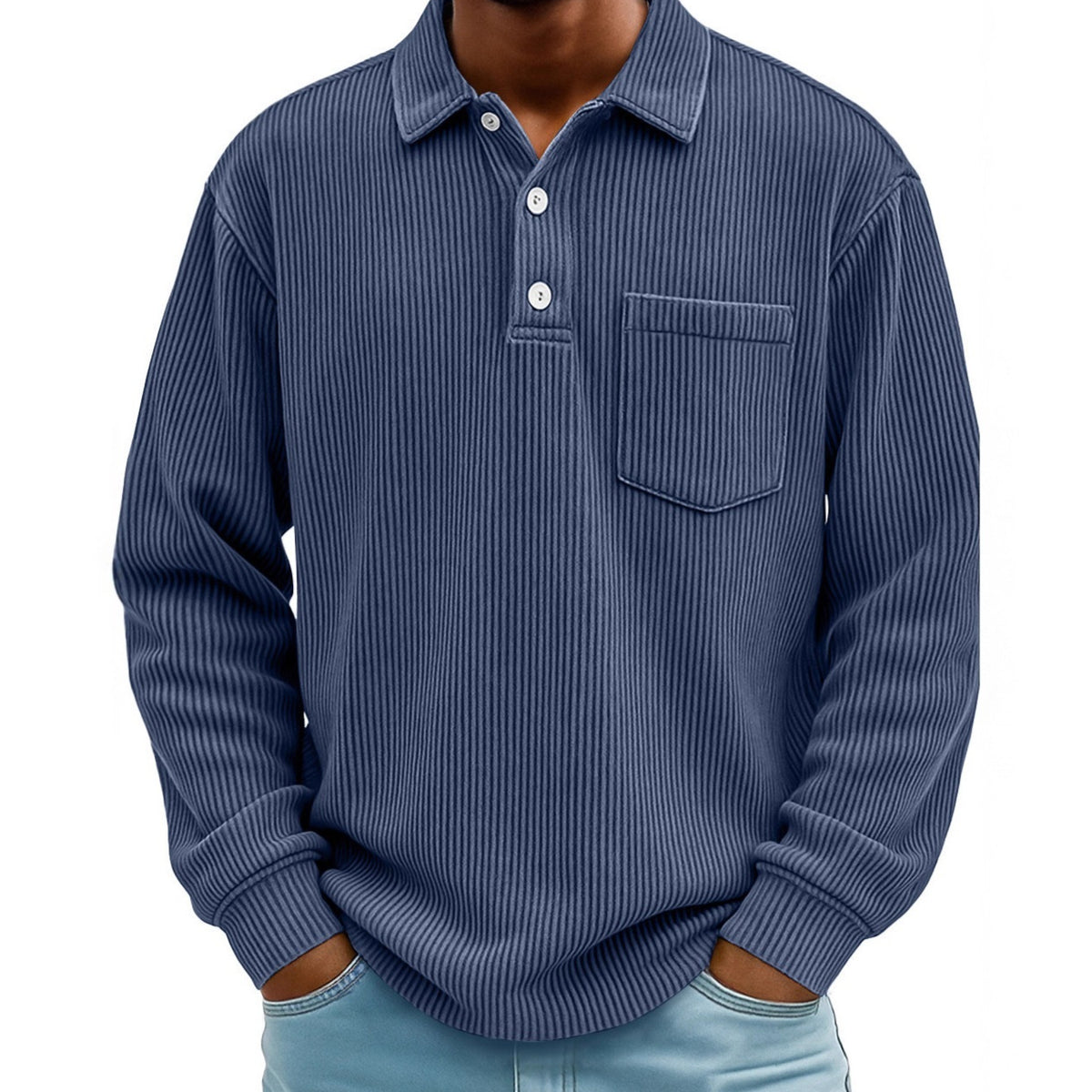 Herren Cord-Polohemd Langarm Gestreift – Bild 14 | LuxeStyle