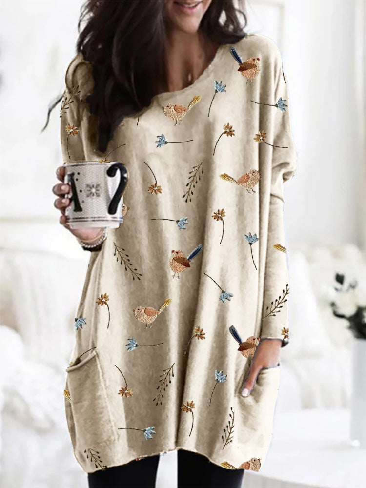 Midikleid im Picasso-Stil mit asymmetrischem Saum