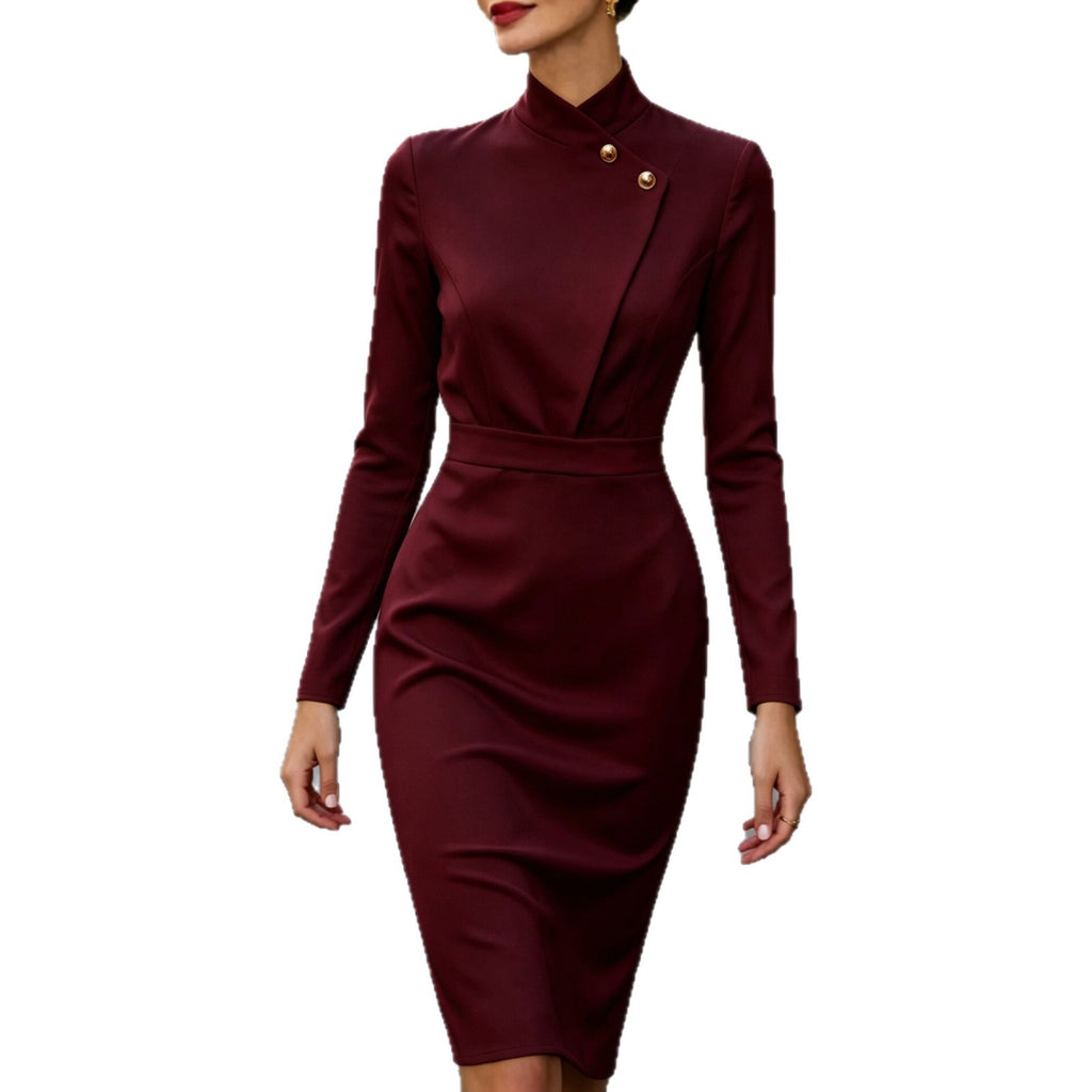 Elegantes Etui-Kleid mit Stehkragen