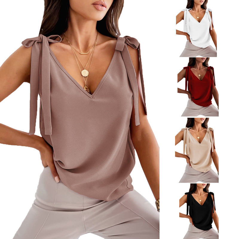 Bowknot Camisole V-Neck Top