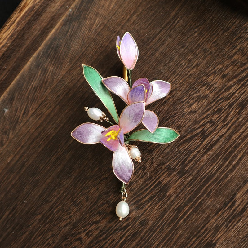 Orchideen‑Filigran‑Brosche in Lila | LuxeStyle