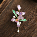 Orchideen‑Filigran‑Brosche in Lila | LuxeStyle