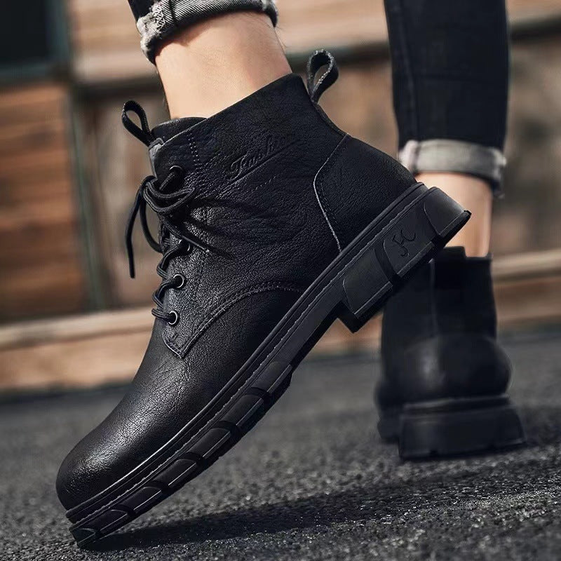Schwarze Leder High-Top Martin Boots