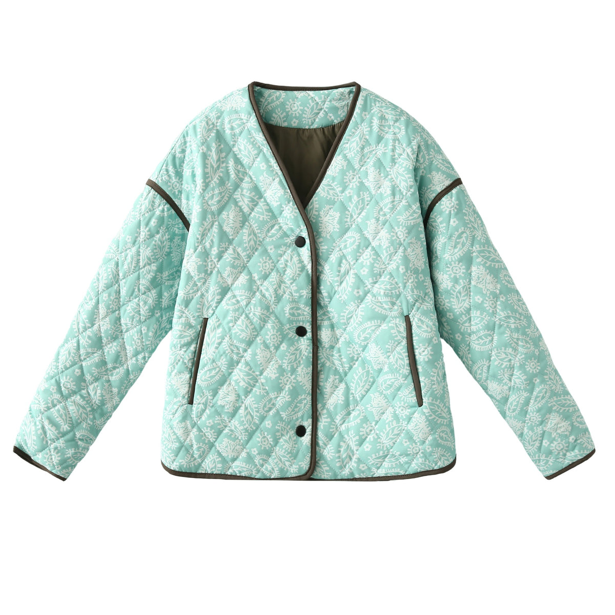 Gedruckte Jacke mit V-Ausschnitt – Bild 4 | LuxeStyle