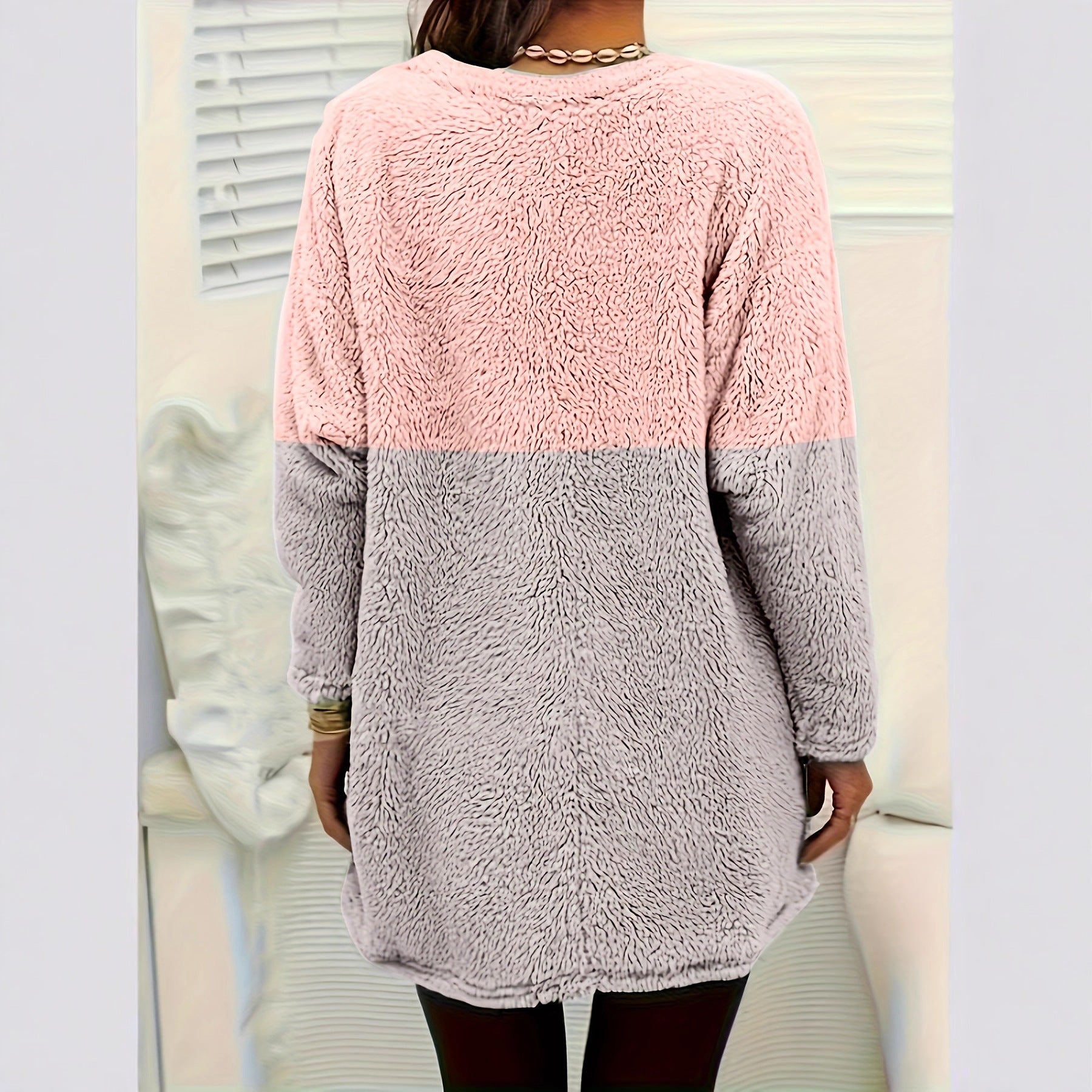 Damen Rundhals-Pullover mit Farbakzenten