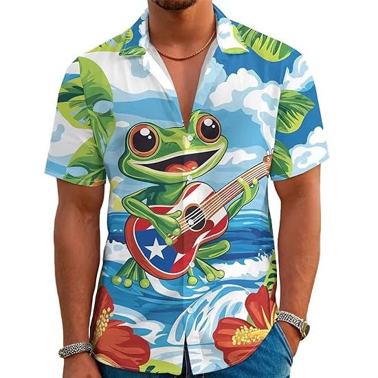 Revers-Shirt mit Digitaldruck abstrakt