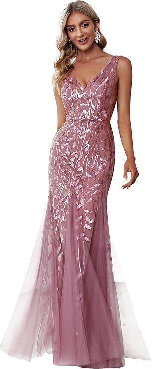 Formelles Paillettenkleid mit Doppel-V-Halsausschnitt – Bild 9 | LuxeStyle