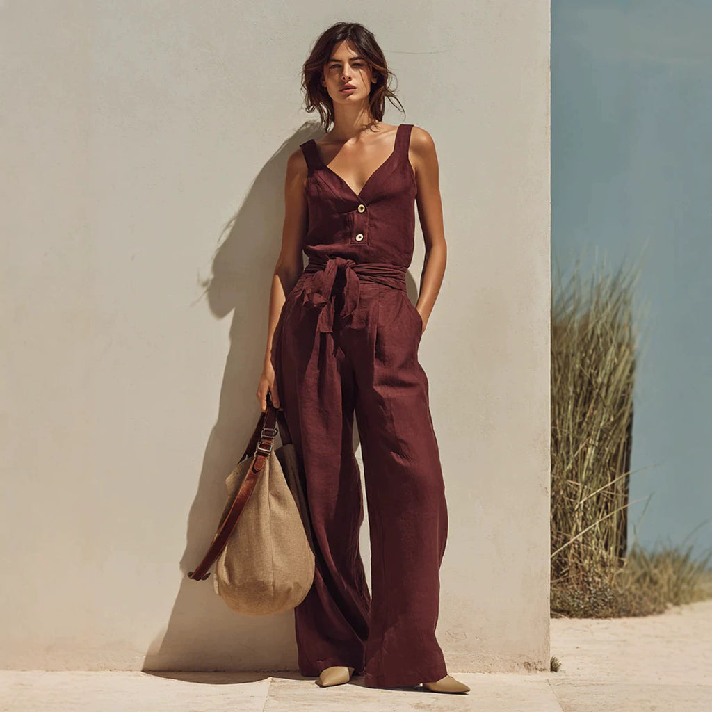 Ärmelloser Jumpsuit mit weitem Bein