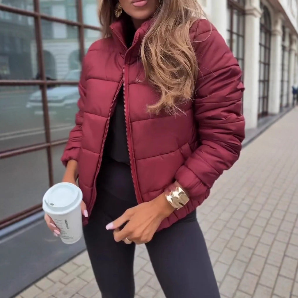 Roter Baumwollmantel mit Down-Füllung – Bild 5 | LuxeStyle