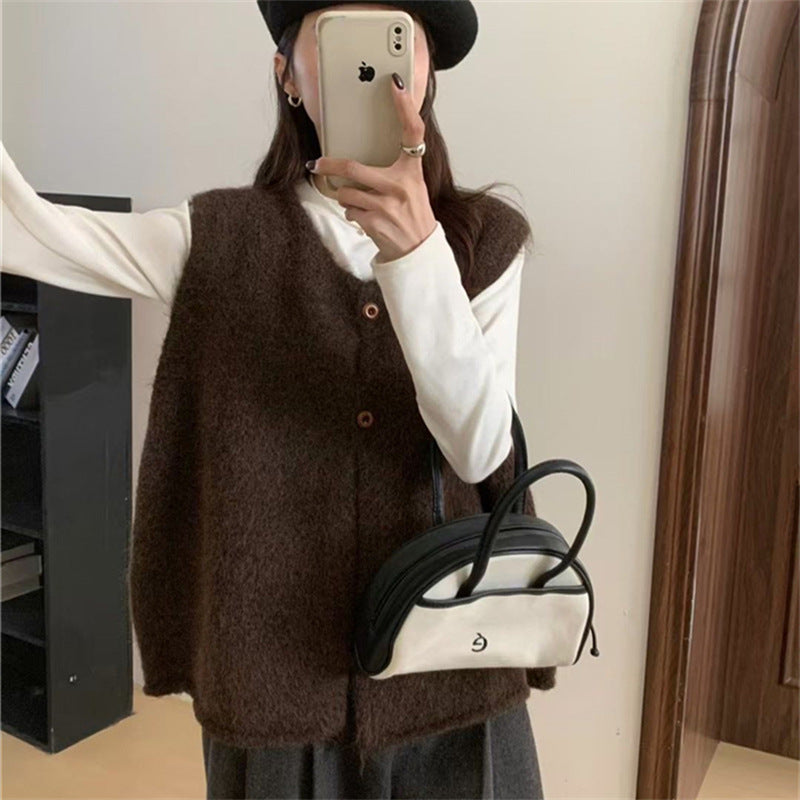 Knit-Weste im koreanischen Casual-Stil