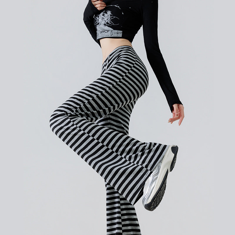 Gestreifte Slimming Leggings mit Kordelzug