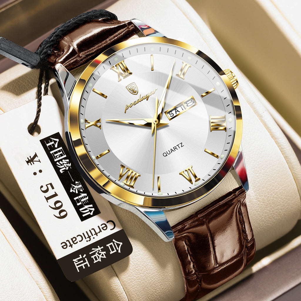 Herren-Armbanduhr mit Kalender und Leuchtzeigern