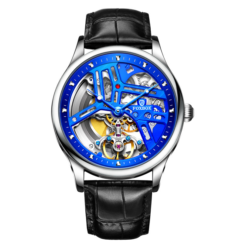 Mechanische Skelettuhr mit Lederarmband – Bild 3 | LuxeStyle