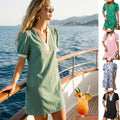 Tunika-Mini-Kleid mit V-Ausschnitt, Strand-Stil, Damen – LuxeStyle