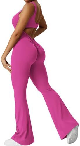 Ärmelloser flared Jumpsuit für Yoga & Fitness