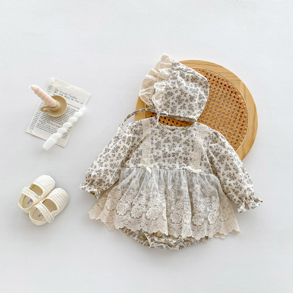 Baby Strampler Langarm mit Spitze und Hut – Bild 7 | LuxeStyle