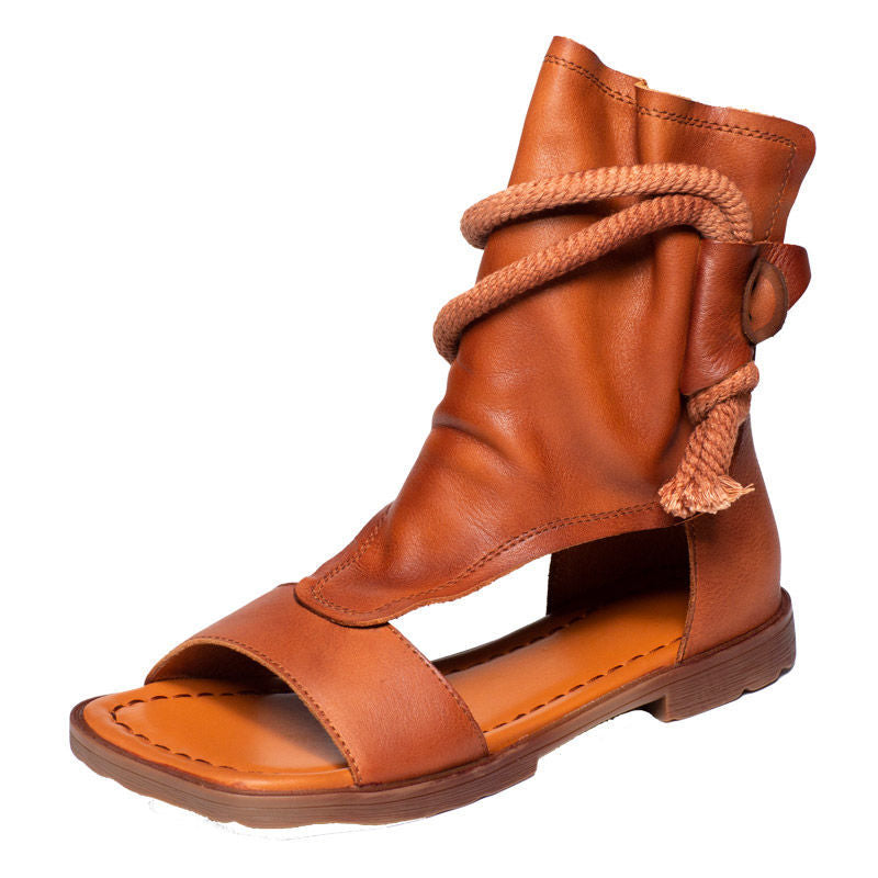 Retro Leder Sandaletten mit Reissverschluss – Bild 5 | LuxeStyle