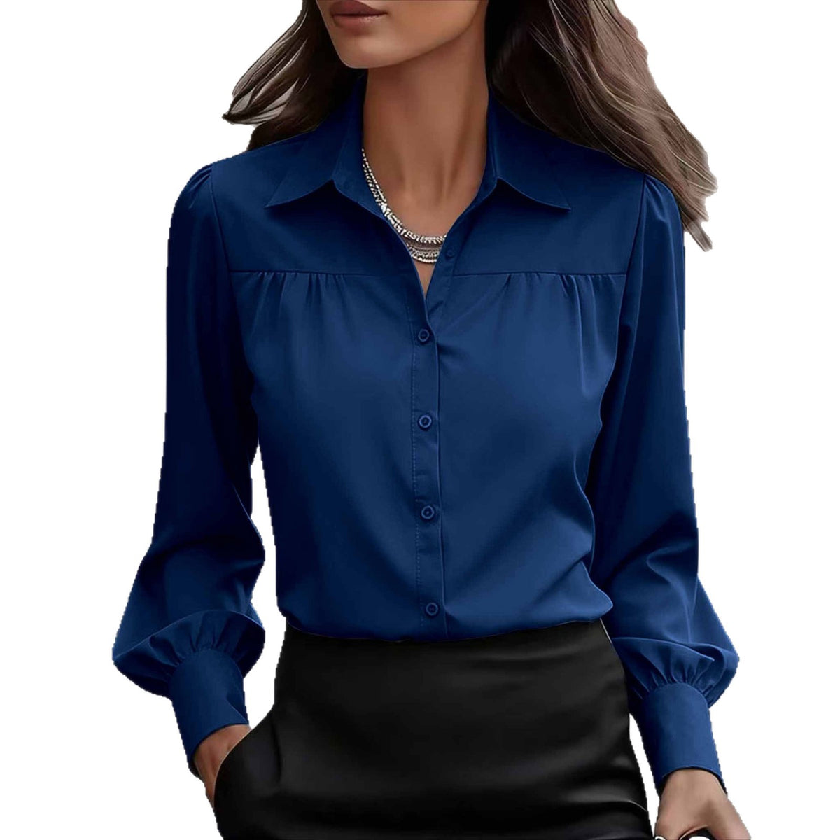 Elegante Langarm-Bluse mit Laternenärmeln | LuxeStyle