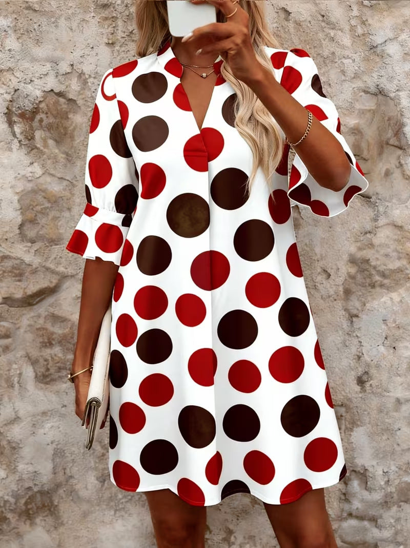 Polka-Print Midikleid in Grün – Bild 4 | LuxeStyle