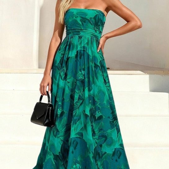 Vintage Bandeau Maxikleid mit Blumenmuster – Bild 7 | LuxeStyle