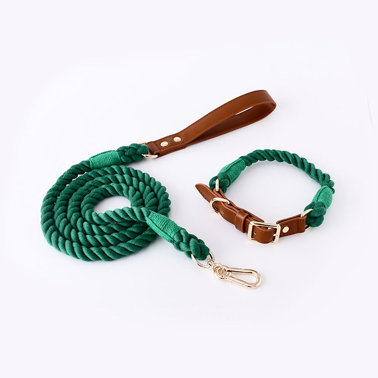 Ledergeschirr & Baumwollseil Hundeleine Set (M/L) | LuxeStyle