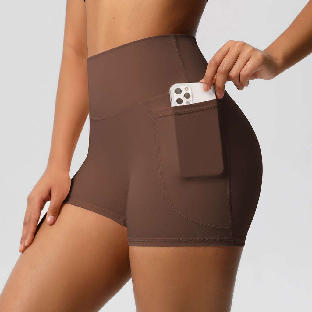 High-Waist Yoga Shorts mit Taschen